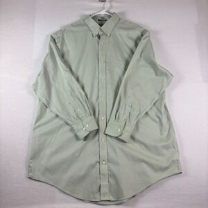Lands End Mens 18-34T No Iron Supima Pinpoint Dress Shirt Green Traditional Fit